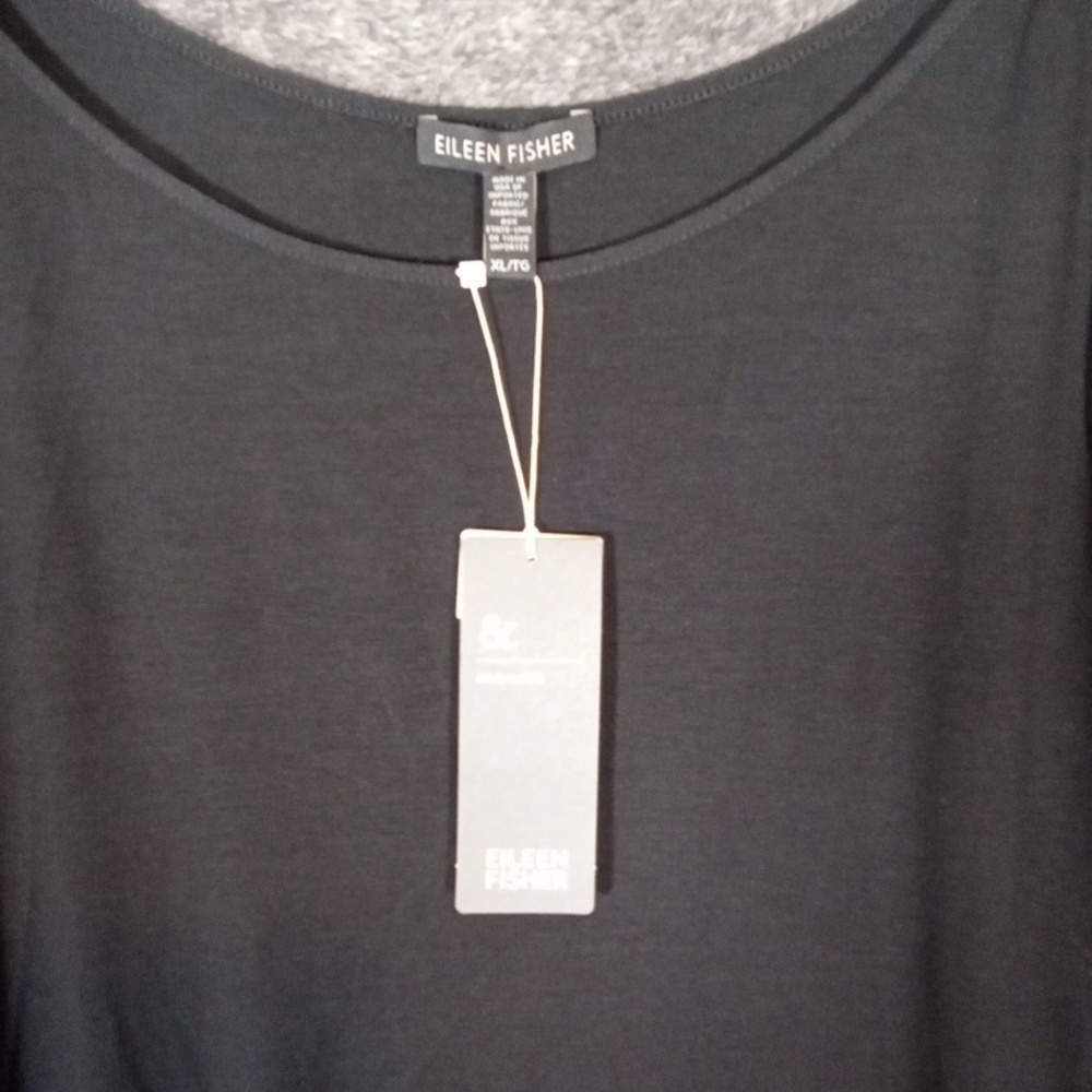 Eileen Fisher Black Jersey Viscose Spagetti Strap Top Tank Womens Xl - Picture 2 of 7